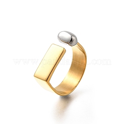 Прямоугольные манжетные кольца из нержавеющей стали 304&nbsp;RJEW-S404-01A-GP