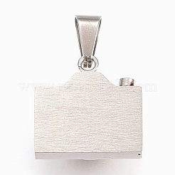 304ステンレススチールキュービックジルコニアペンダント  カメラ  ステンレス鋼色  19.5x19.5x10mm  穴：5x10mm&nbsp;STAS-F168-34P