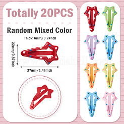 鉄エナメルスナップヘアクリップ  スター  22x37x6mm&nbsp;PHAR-TADJ0001-06D