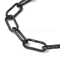 304ステンレススチールペーパークリップチェーンブレスレット女性用  電気泳動黒  9-1/2インチ（24cm）&nbsp;BJEW-H541-07EB