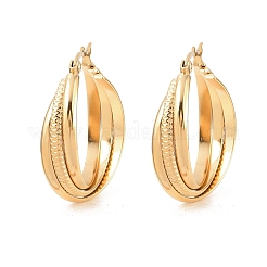 Серьги-гвоздики с тройным кольцом из нержавеющей стали 304&nbsp;EJEW-P324-08G