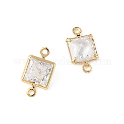 Messing Pavé klar Zirkonia quadratische Verbindungsstück Charms&nbsp;XGRQ2O493-447G