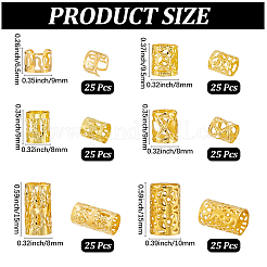 150 pièce 6 styles de perles de dreadlocks en fer pour décoration de cheveux&nbsp;OHAR-PA0001-06G