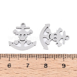 ステンレスペンダント201個  錨と兜、髑髏のチャーム付き  レーザー切断  ステンレス鋼色  17x15.5x1mm  穴：1.5mm&nbsp;STAS-T073-41P