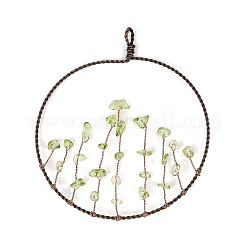 Gros pendentifs enveloppés de fil de cuivre&nbsp;HJEW-K046-01R-01