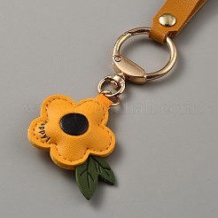 合成皮革ペンダント装飾  合金の留め金付き  バッグの飾りに  花  オレンジ  165mm&nbsp;LS-KEYC-SZC0009-001B