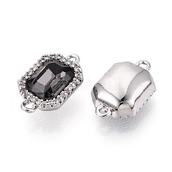 Breloques connecteurs en laiton micro pavé de zircones cubiques transparentes et de verre&nbsp;KK-N287-28P