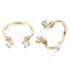 Латунные микропрозрачные кубические циркониевые манжеты для пальцев&nbsp;KK-T056-51G-NF