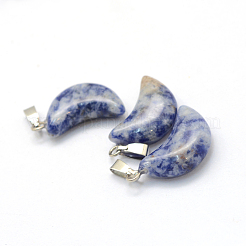 Pendenti con diaspro spot blu naturale luna&nbsp;G-Q369-14