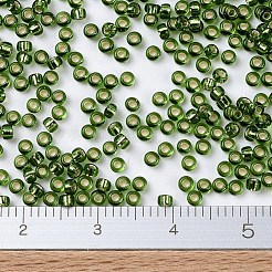 MIYUKIラウンドロカイユビーズ  日本製シードビーズ  （rr26)シルバーライニングオリーブ  11/0  2x1.3mm  穴：0.8mm  約1100PCS /ボトル  10 G /ボトル&nbsp;SEED-JP0008-RR0026
