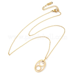 Collane a catena con ciondolo a dodici costellazioni in acciaio inossidabile 304 con zirconi cubici e rune per donna&nbsp;NJEW-B121-02G-02