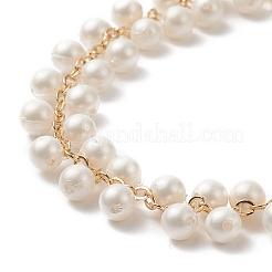 Браслет с круглыми бусинами и жемчугом-ракушкой BJEW-TA00219