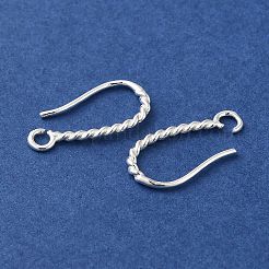 長持ちするメッキ真鍮製イヤリングワイヤー  ニッケルフリー  925銀メッキ  18x1.4mm  穴：1.9mm  ピン：0.8mm&nbsp;KK-K381-07S