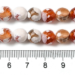 Brins de perles d'agate craquelées au feu naturel teintées et chauffées&nbsp;G-P539-B01-12