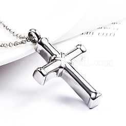 Collar con colgante de cruz religiosa de acero inoxidable 304&nbsp;QH8600-2