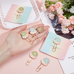 6 шт. 2-х цветные эмалевые скрепки из цинкового сплава в виде ромашки&nbsp;AJEW-SC0002-83