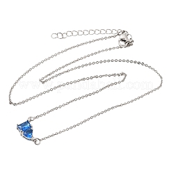 Colliers à maillons en laiton avec pendentif rectangulaire et cœur en zircon cubique pavé de zirconiums cubiques&nbsp;KK-CBAB173-04P-08