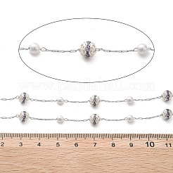 Catene rotonde fatte a mano in ABS imitazione perla e strass&nbsp;CHS-L028-03P-03