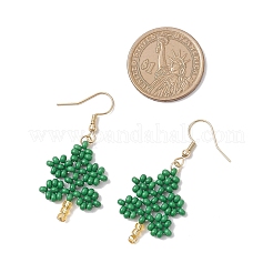 Серьги-подвески из стеклянных бусин ручной работы в форме дерева&nbsp;EJEW-MZ00515
