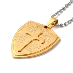 Крест религиозный тег 201 нержавеющая сталь кулон ожерелье с железными цепями коробки NJEW-D048-05GP