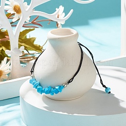 Браслет из плетеных бусин из синтетической бирюзы (окрашенной) фишки BJEW-JB08019-05