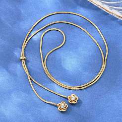 Verstellbare Lariat-Halskette aus 304er Edelstahl mit Strassblumen und runder Schlangenkette für Damen&nbsp;SA-D001-02G