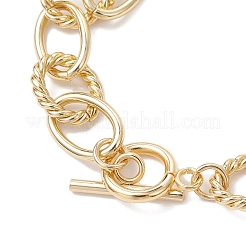Браслеты-цепочки из овальных звеньев с текстурой из латуни для женщин BJEW-JB12577