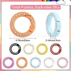 18 шт. 9-цветные кольца-пружинки из цинкового сплава со стразами&nbsp;FIND-SC0019-50B