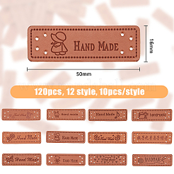 120 шт. 12 стиля этикеток из искусственной кожи PATC-HY0001-08