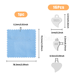 16 шт. 925 серебряных сердечка-удлинитель цепочки-капли STER-FI0001-04