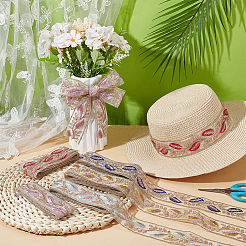 10 ярд двухцветной полиэстеровой ленты с рисунком в виде перьев&nbsp;OCOR-NB0002-38