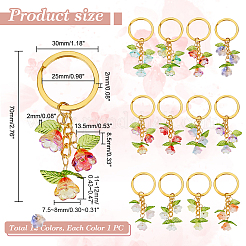 Брелки с подвесками из акрила и лэмпворка в виде ландышей&nbsp;KEYC-AB00042