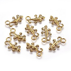 合金のチベット風チャーム  鉛フリー＆カドミウムフリー  壁のヤモリ  アンティーク黄金  22.5x12x2mm  穴：3.5mm&nbsp;TIBEP-21055-AG-LF
