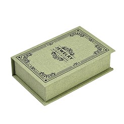 花柄プリント紙製ジュエリーディスプレイ用マグネットケース  リング、イヤリング、ネックレス、ブレスレットの収納用ジュエリーセットケース  内部のスポンジ  長方形  ダークシーグリーン  12.7x8x3.6cm&nbsp;CON-K015-03B-02