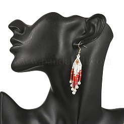 Серьги-подвески в форме стрелы из бисера из нержавеющей стали 304 EJEW-MZ00554