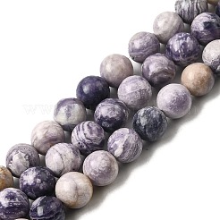 Нити бусин из натуральной фиолетовой яшмы в полоску G-K350-C03-8mm