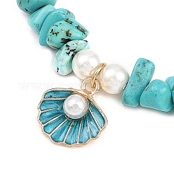 Браслеты на ногу с подвесками в форме ракушки из цинкового сплава AJEW-AN00735-02