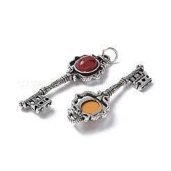 Chiave ottone mookaite naturale grandi pendenti&nbsp;KK-D361-01AS-19