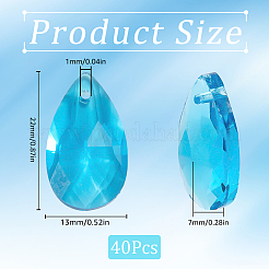 40шт граненые стеклянные подвески в форме капли GLAA-SP0001-11D