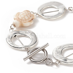 Браслеты с синтетической бирюзой (окрашенной) черепахой BJEW-JB09195-02