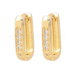 Прямоугольные латунные серьги-кольца с кубическим цирконием&nbsp;EJEW-A156-16A-G