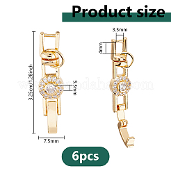 6 шт. латунные застежки с микропаве из прозрачного кубического циркония KK-DC0004-87