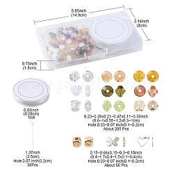DIY蝶ブレスレット作成キット  バイコーン、キューブ、ハートのアクリル、プラスチックビーズを含む  合金チャーム  伸縮性のある糸  黄緑  318個/箱&nbsp;DIY-FS0004-45