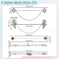 5 шт. 5 стиля зажимы для кардигана из сплава&nbsp;AJEW-AR0004-96