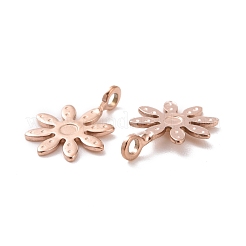 イオンプレーティング（IP）304ステンレスペンダント  花  ローズゴールド  10x7x2mm  穴：1mm&nbsp;STAS-E161-05RG