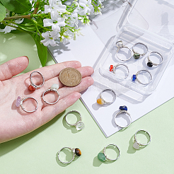 14 шт. 14 стиля: кольца из нержавеющей стали 304 с драгоценными камнями и защитой от сглаза из смолы&nbsp;NJEW-WR00012