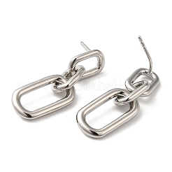 Orecchini pendenti ovali cavi in ottone placcato a cremagliera da donna&nbsp;X-EJEW-Z019-13P