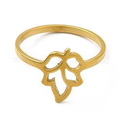 Ионное покрытие (ip) 201 нержавеющая сталь ажурный лист перстень для женщин&nbsp;RJEW-G278-31G