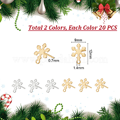 40 шт. 2 цвета 201 нержавеющая сталь снежинка фурнитура для сережек-гвоздиков STAS-UN0047-60