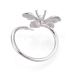 Оправы для колец-манжет в форме бабочки из латуни с микропаве из прозрачного кубического циркония KK-T076-50P